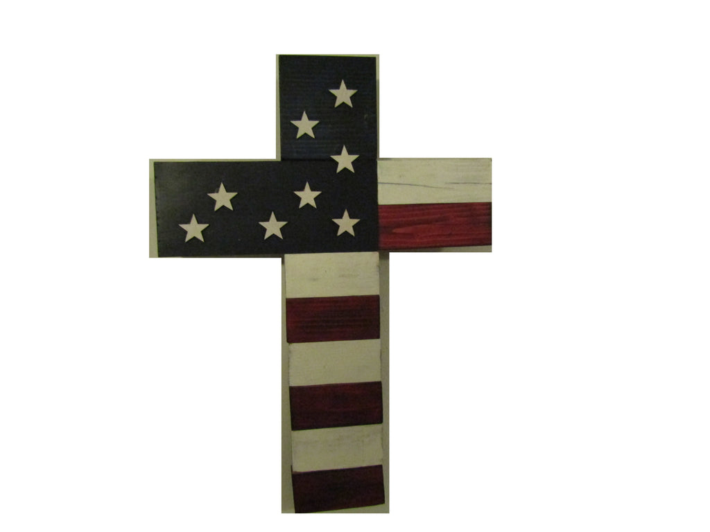 Rustic American Flag Cross