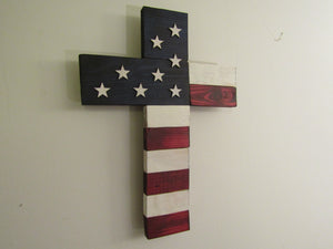 Rustic American Flag Cross