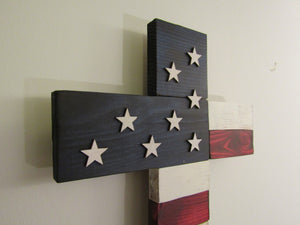 Rustic American Flag Cross