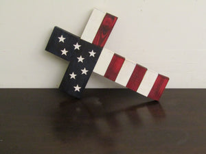 Rustic American Flag Cross